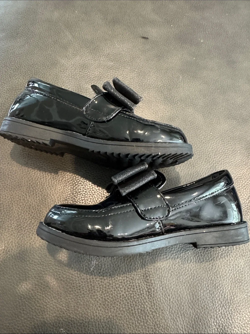 Sparkle Bow Patent Vegan Leather Loafers By Liv and Mia